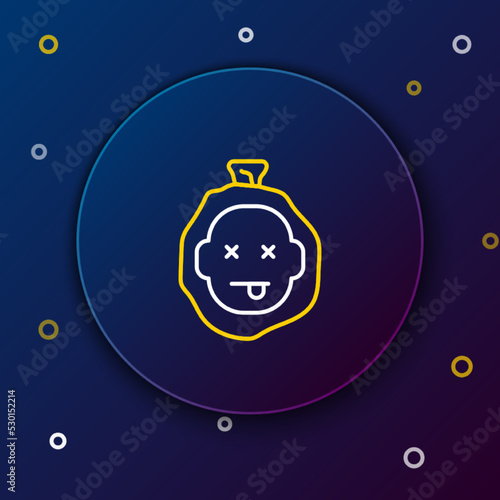 Line Murder icon isolated on blue background. Body, bleeding, corpse, bleeding icon. Dead head. Concept of crime scene. Colorful outline concept. Vector