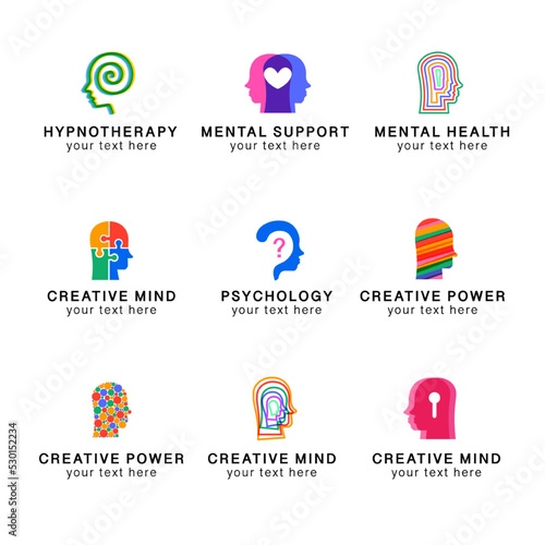 Mental health logo isolated on white background, creative mind for psyhology, medical. Vector 10 eps