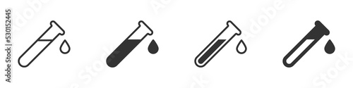 Dripping test tube icon. Test tube with drop. Medical and chemical icon. Vector illustration.