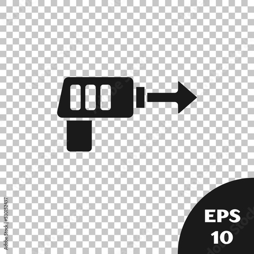 Black Fishing harpoon icon isolated on transparent background. Fishery manufacturers for catching fish under water. Diving underwater equipment. Vector