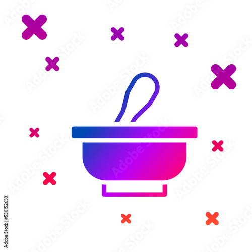 Color Mortar and pestle icon isolated on white background. Gradient random dynamic shapes. Vector