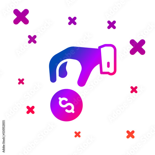 Color Donate or pay your zakat as muslim obligatory icon isolated on white background. Muslim charity or alms in ramadan kareem before eid al-fir. Gradient random dynamic shapes. Vector