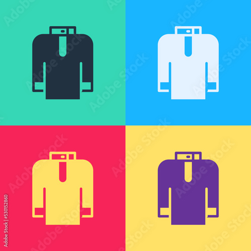 Pop art Shirt kurta icon isolated on color background. Vector
