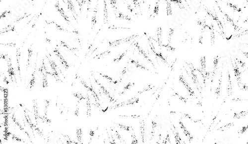 Monochrome texture composed of irregular graphic elements. Distressed uneven grunge background. Abstract vector illustration. Overlay for interesting effect and depth. Isolated on white background.