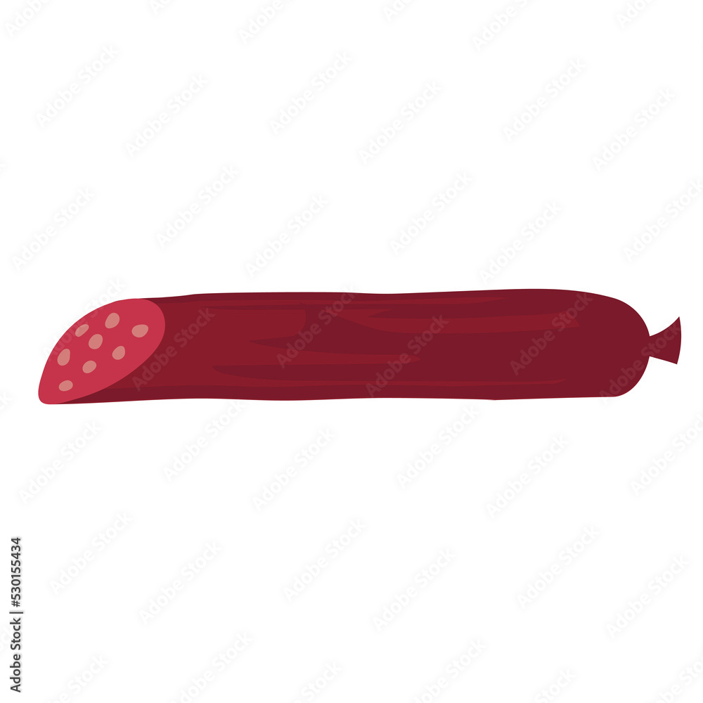 Salami sausage meat and vector icon illustration. Beef product isolated white and dinner design. Barbecue ingredient and tasty cooking lunch. Delicious eat symbol and delicatessen organic drawing Salami sausage meat and vector icon illustration. Beef product isolated white and dinner design. Barbecue ingredient and tasty cooking lunch. Delicious eat symbol and delicatessen organic drawing