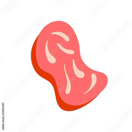Deli meat ham and salami food icon. Isolated cartoon barbecue steak cooking and beef vector illustration. Gastronomy delicatessen and bacon veal product. Farm grocery delicious animal