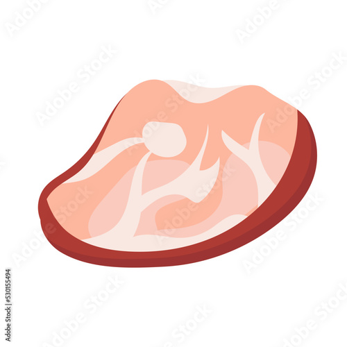 Deli meat ham and salami food icon. Isolated cartoon barbecue steak cooking and beef vector illustration. Gastronomy delicatessen and bacon veal product. Farm grocery delicious animal