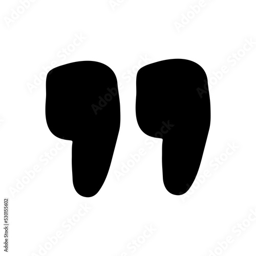 Hand drawn quote icon. Silhouette quote for text and citation phrases in doodle style. Black symbol for speaking and writing. Sign sketch and comment or remark vector illustration