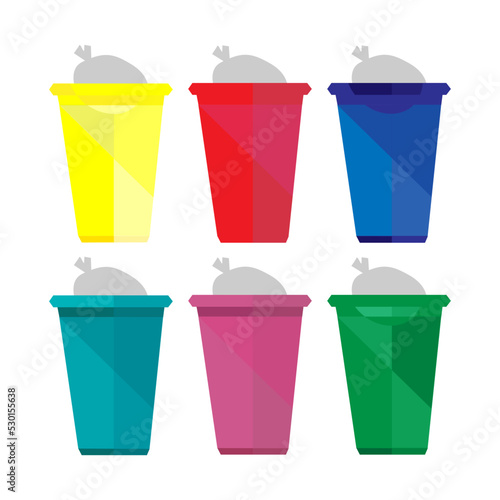 multi-colored garbage cans, distribution, sorting of garbage, organics, plastic, paper, household garbage, ecology