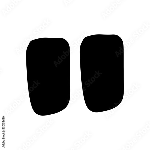 Hand drawn quote icon. Silhouette quote for text and citation phrases in doodle style. Black symbol for speaking and writing. Sign sketch and comment or remark vector illustration