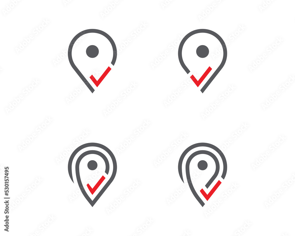 Pin and Check Mark Combination Logo Concept sign icon symbol Design Element. Location, Tick Logotype. Vector illustration template Pin and Check Mark Combination Logo Concept sign icon symbol Design Element. Location, Tick Logotype. Vector illustration template