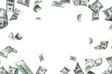 Money background. Hundred dollars of America. Usd cash money falling.