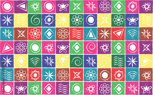 seamless pattern with colorful squares symbols graphic art design wallpaper texture fabric