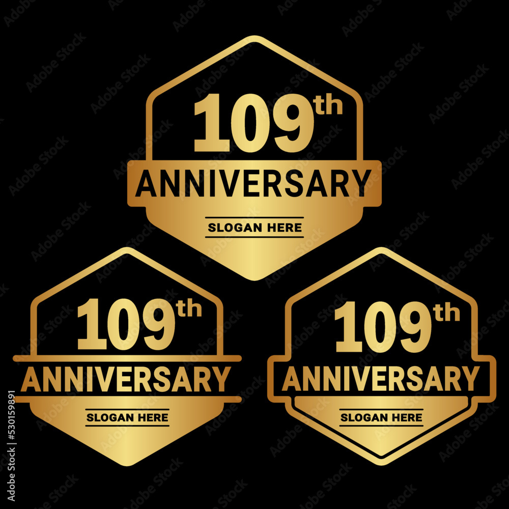 109 years anniversary celebration logotype. 109th anniversary logo collection. Set of anniversary design template. Vector and illustration.
