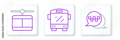 Set line Taxi call telephone service, Cable car and Bus icon. Vector