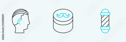 Set line Classic Barber shop pole, Hairstyle for men and Gel wax hair styling icon. Vector
