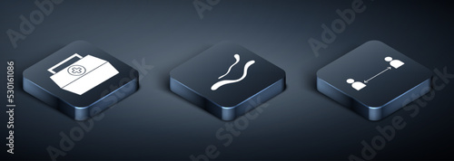 Set Isometric First aid kit, Safe distance and Ebola virus disease icon. Vector