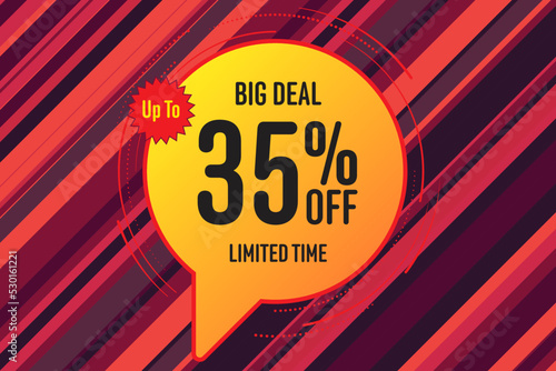 35 thirty-five Percent off sale shopping banner. office party