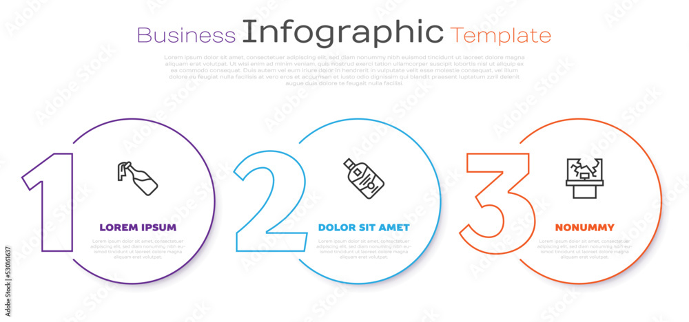 Set line Cocktail molotov, Whiskey bottle and Broken window. Business infographic template. Vector Set line Cocktail molotov, Whiskey bottle and Broken window. Business infographic template. Vector