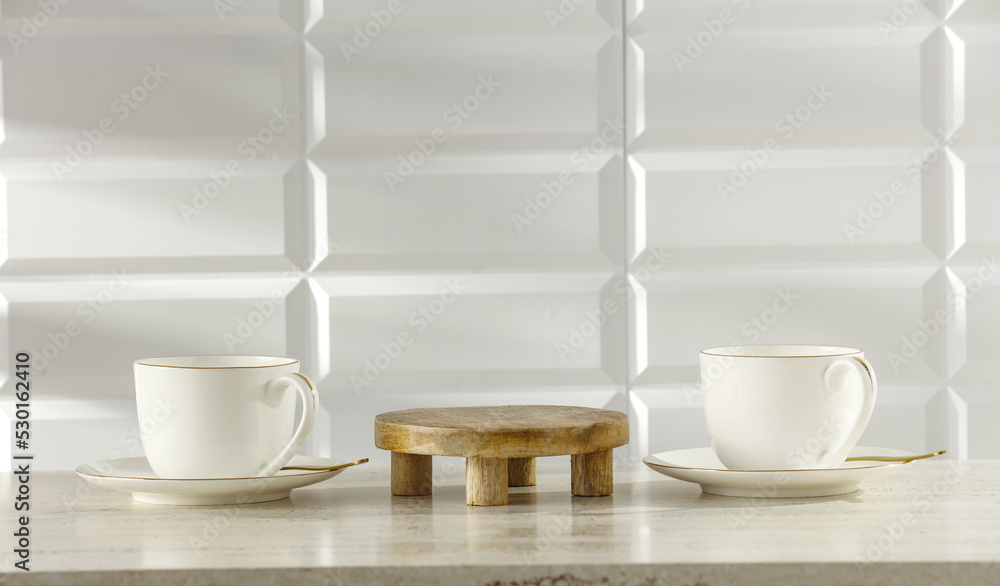 Fresh hot coffee in cup and wall background. Fresh hot coffee in cup and wall background.