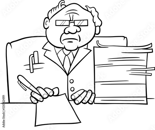 cartoon boss or businessman at the desk coloring page