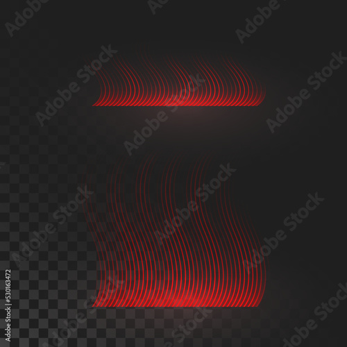 Warm air flow on a dark background. Infrared wind wave light effect. Vector illustration