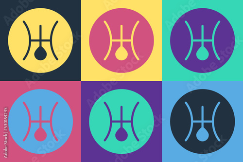 Pop art Ancient astrological symbol of Uranus icon isolated on color background. Astrology planet. Zodiac and astrology sign. Vector