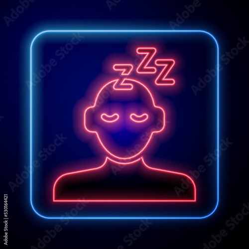 Glowing neon Dreams icon isolated on black background. Sleep, rest, dream concept. Resting time and comfortable relaxation. Vector