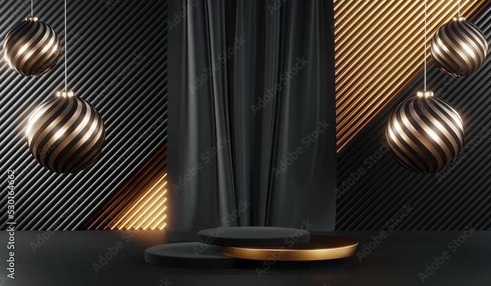 3D rendering of blank product background for cream cosmetics Modern black podium background 3D rendering of blank product background for cream cosmetics Modern black podium background