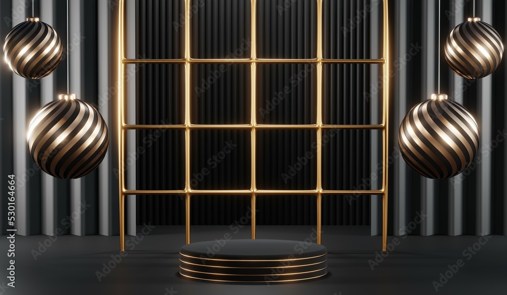 3D rendering of blank product background for cream cosmetics Modern black podium background 3D rendering of blank product background for cream cosmetics Modern black podium background