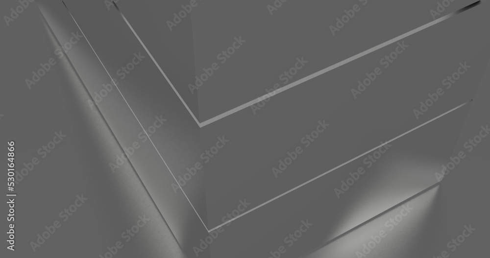 Render with gray metal rectangles with reflections Render with gray metal rectangles with reflections