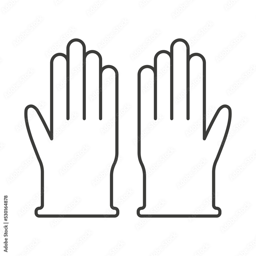Hand gloves medical concept line icon. Simple element illustration. Hand gloves medical concept outline symbol design from medical set. Can be used for web and mobile on white background Hand gloves medical concept line icon. Simple element illustration. Hand gloves medical concept outline symbol design from medical set. Can be used for web and mobile on white background