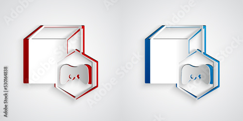 Paper cut NFT Digital crypto art icon isolated on grey background. Non fungible token. Paper art style. Vector