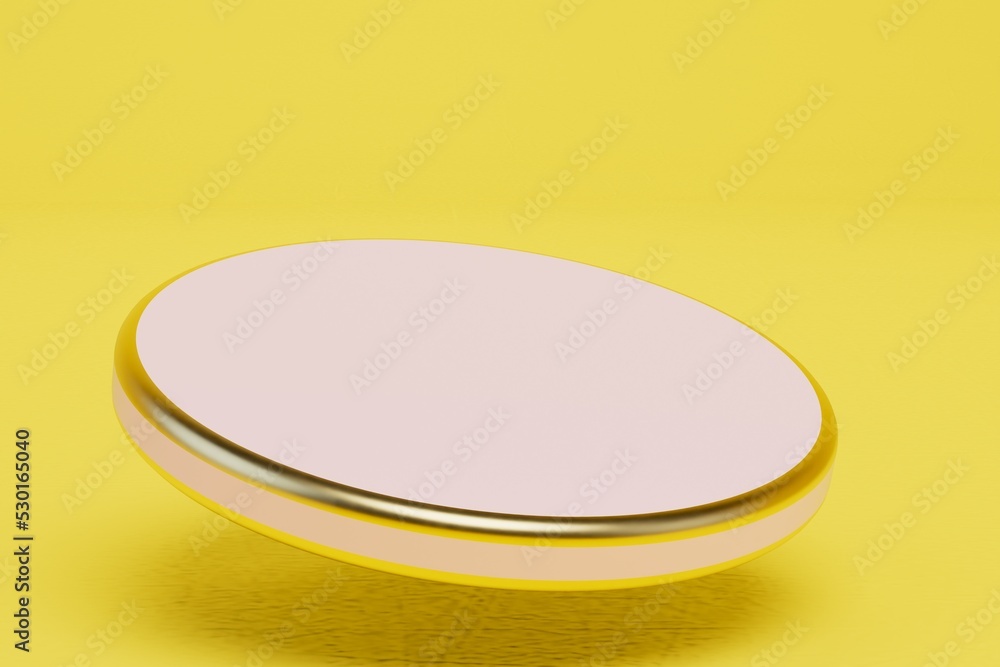 the concept of lighting the room. Large round ice lamp on a yellow background. 3D render