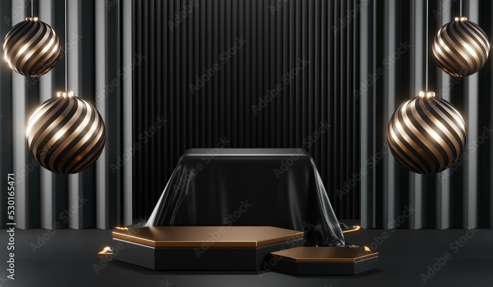 3D rendering of blank product background for cream cosmetics Modern black podium background 3D rendering of blank product background for cream cosmetics Modern black podium background