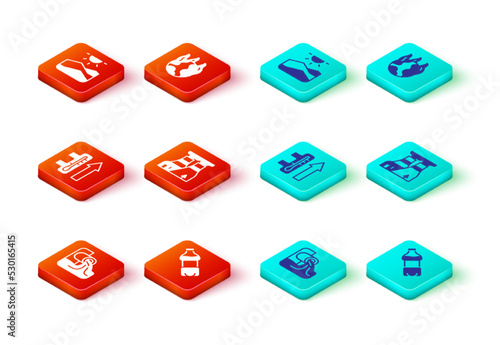 Set Wastewater, Bottle of, Global warming, Nuclear power plant, fire and Drought icon. Vector