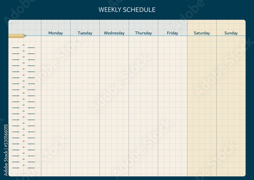 Weekly classes schedule or planner template in a minimalistic flat style.