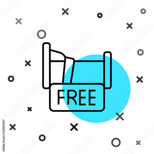 Black line Free overnight stay house icon isolated on white background. Random dynamic shapes. Vector