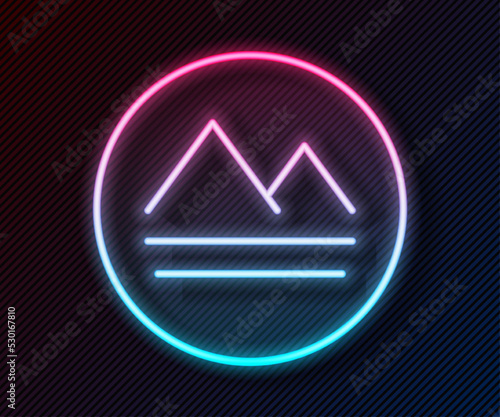 Glowing neon line Earth element of the symbol alchemy icon isolated on black background. Basic mystic elements. Vector