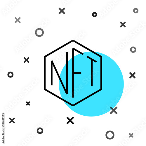 Black line NFT Digital crypto art icon isolated on white background. Non fungible token. Random dynamic shapes. Vector