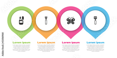 Set Lighter, Fork, Butterfly and Spatula. Business infographic template. Vector