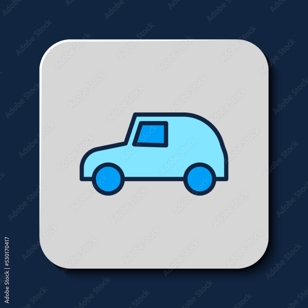 Filled outline Toy car icon isolated on blue background. Vector Filled outline Toy car icon isolated on blue background. Vector