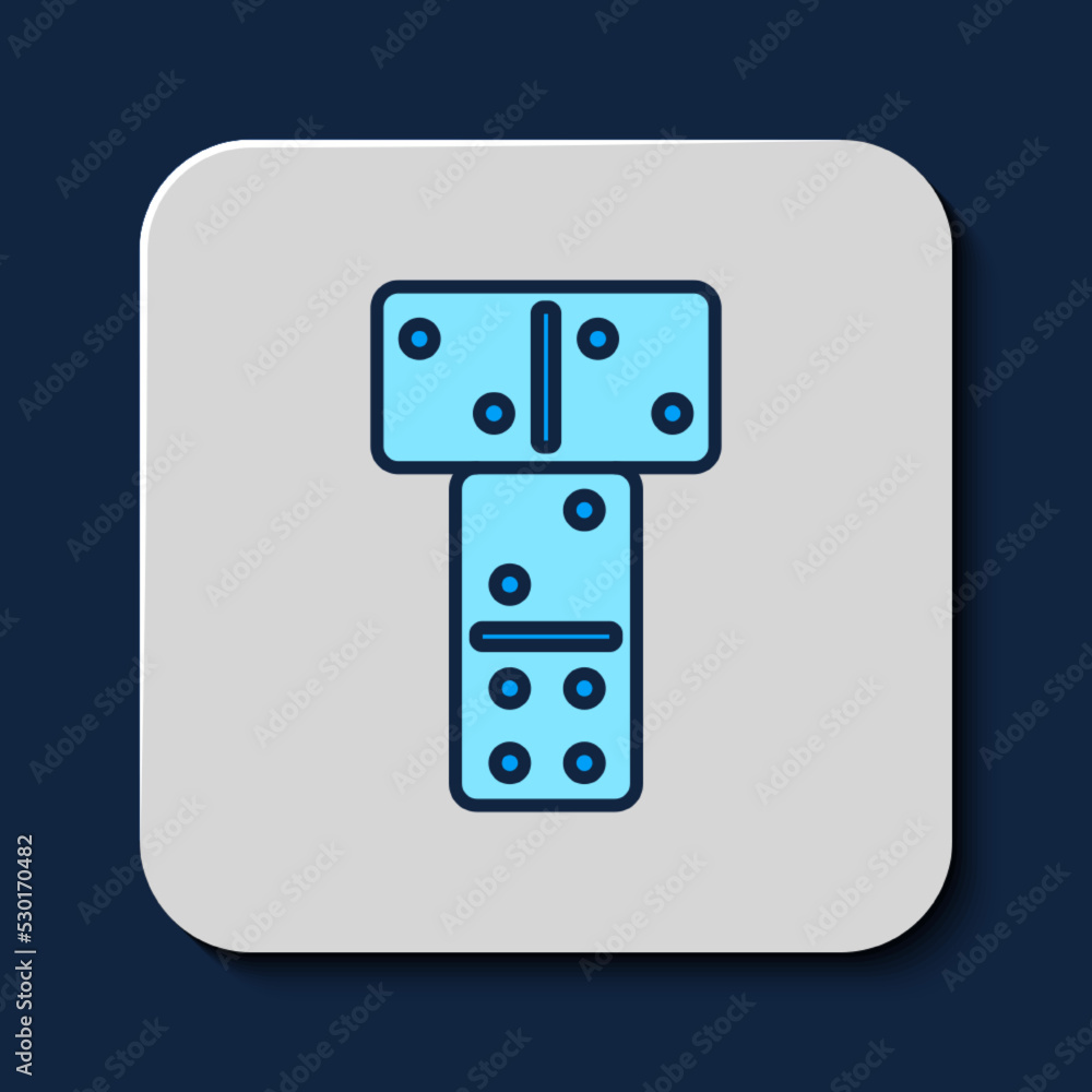 Filled outline Domino icon isolated on blue background. Vector Filled outline Domino icon isolated on blue background. Vector