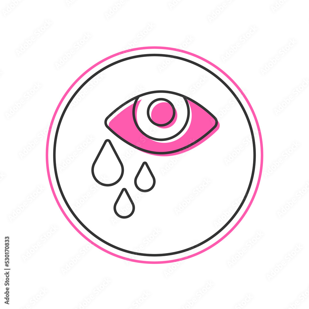 Filled outline Tear cry eye icon isolated on white background. Vector