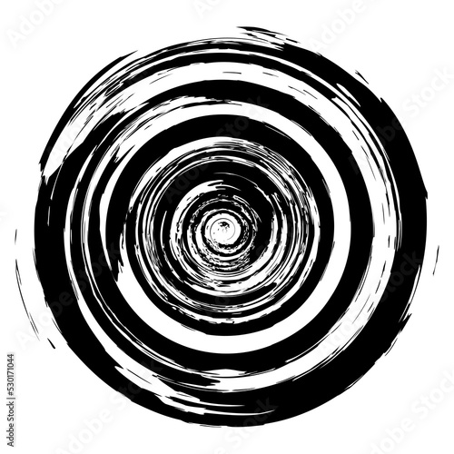 Black Spiral Grunge Pattern Isolated on White Background.