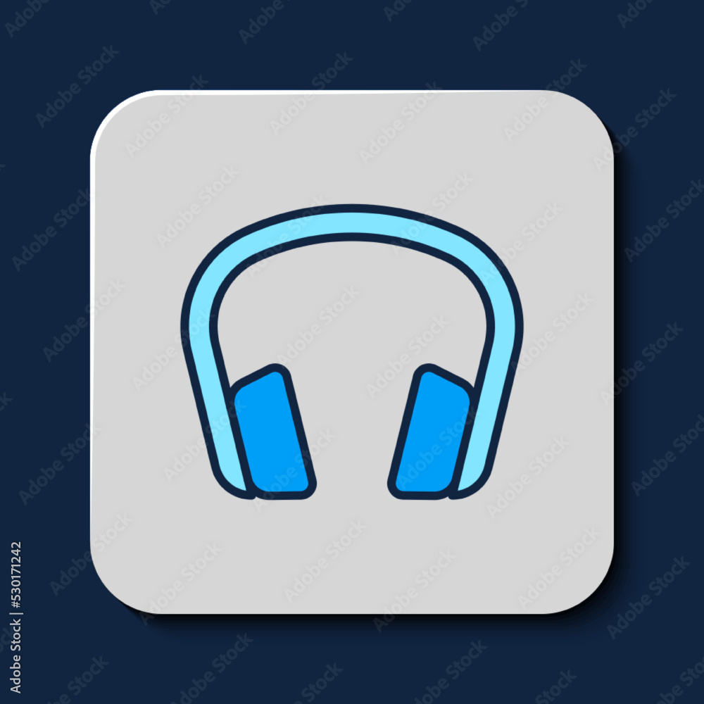 Filled outline Headphones icon isolated on blue background. Earphones. Concept for listening to music, service, communication and operator. Vector Filled outline Headphones icon isolated on blue background. Earphones. Concept for listening to music, service, communication and operator. Vector