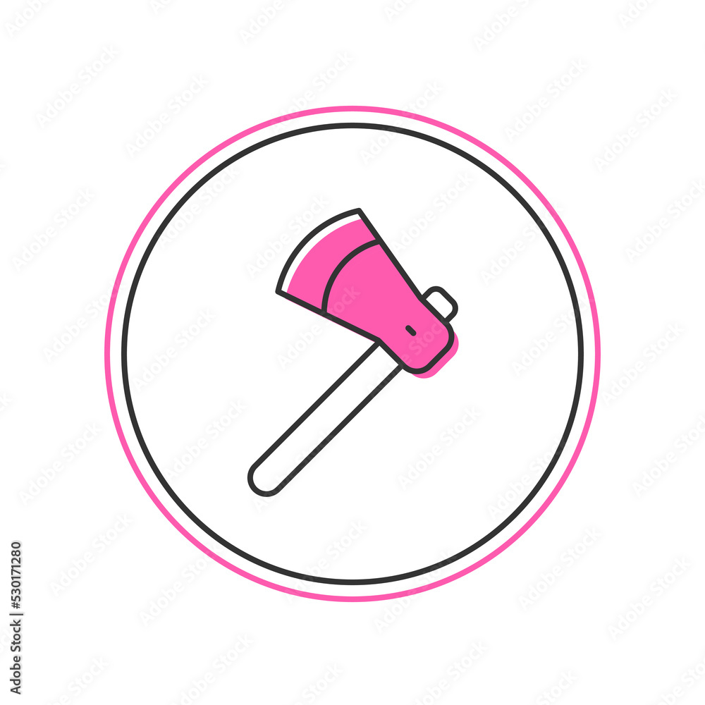 Filled outline Wooden axe icon isolated on white background. Lumberjack axe. Vector Filled outline Wooden axe icon isolated on white background. Lumberjack axe. Vector