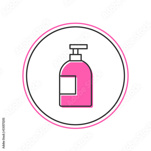 Filled outline Dishwashing liquid bottle icon isolated on white background. Liquid detergent for washing dishes. Vector