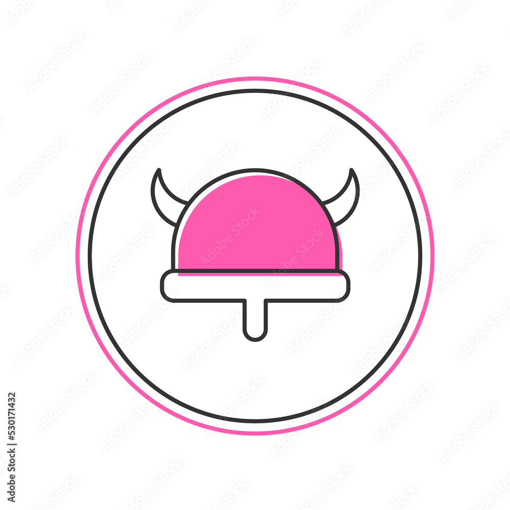 Fototapeta premium Filled outline Viking in horned helmet icon isolated on white background. Vector