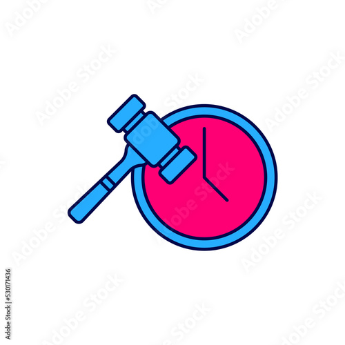 Filled outline Auction hammer icon isolated on white background. Gavel - hammer of judge or auctioneer. Bidding process, deal done. Auction bidding. Vector
